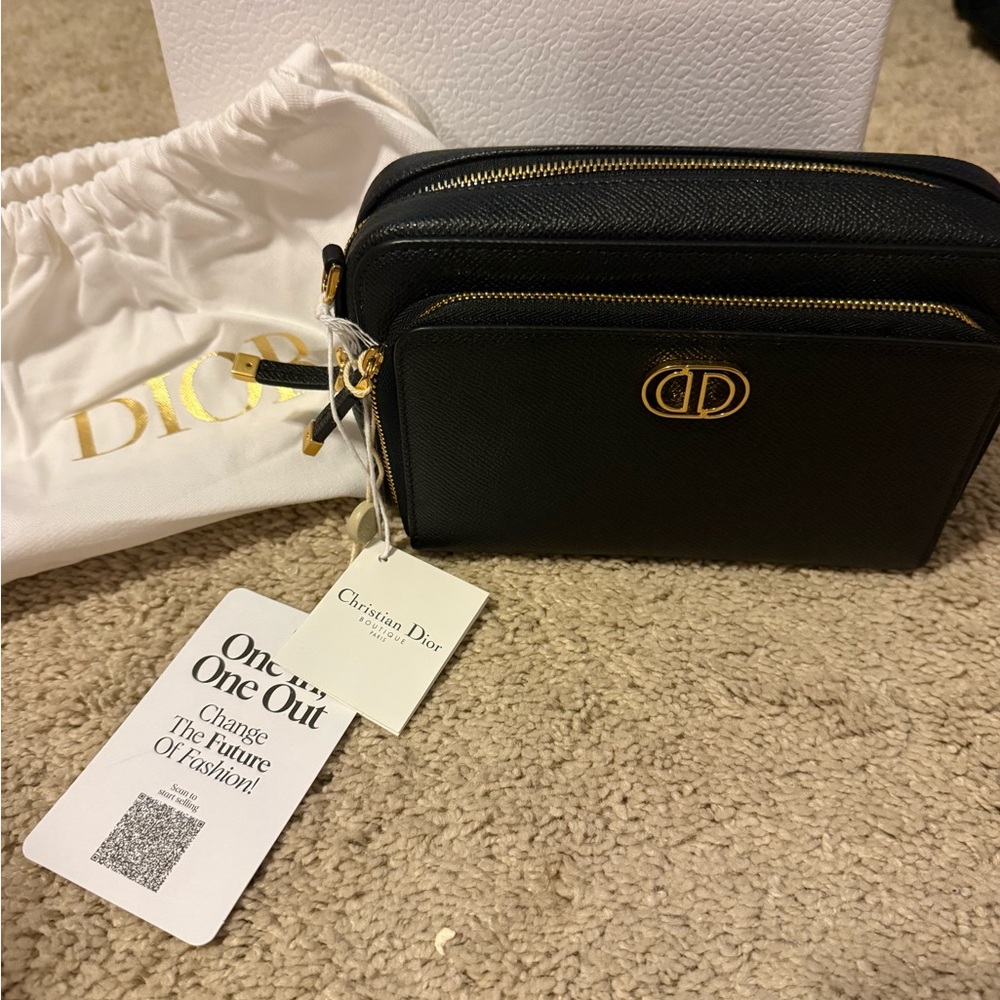 NWT Christian Dior caro grained double pouch crossbody
